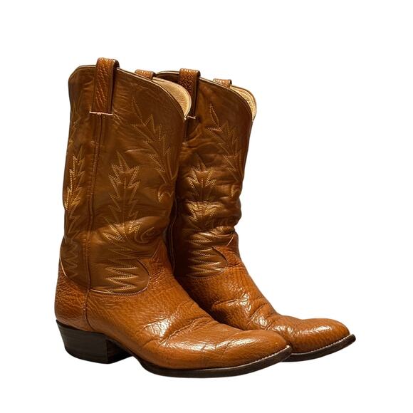 Handmade in Mexico Size 10.5 Western Cowboy Boots Tan Leather - Picture 4 of 10